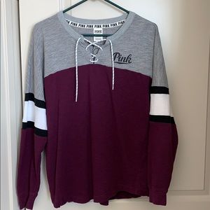 PINK lace up long sleeve